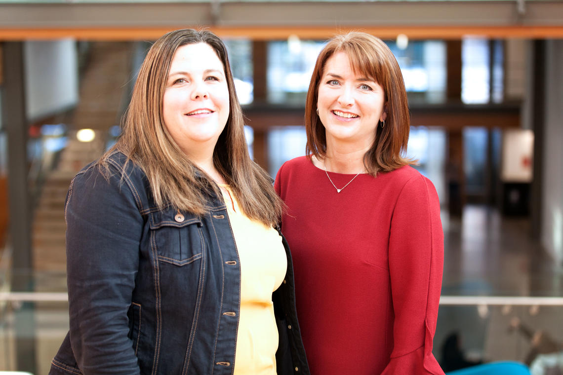 Lorelli Nowell, the postdoctoral scholars certificate program lead, and Kimberley Grant, the graduate students’ certificate program lead. Photo by Jessica Snow, Taylor Institute for Teaching and Learning