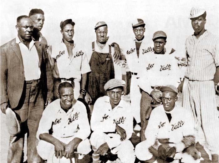 The Amber Valley baseball team. Black settlers came to escape racism with the promise of nearly free land after Oklahoma became a state and introduced segregation and Jim Crow laws at the turn of the last century.