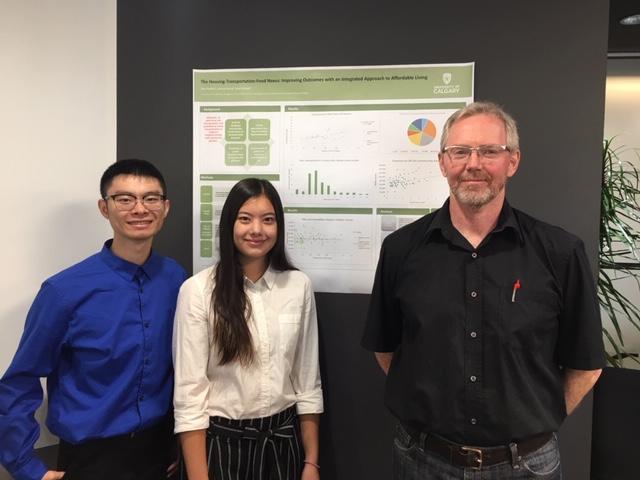 Joshua Wong and Sara Haidey, along with Professor Noel Gerard Keough, present their research findings during the Housing-Transportation-Food Nexus Research Symposium in September 2018.