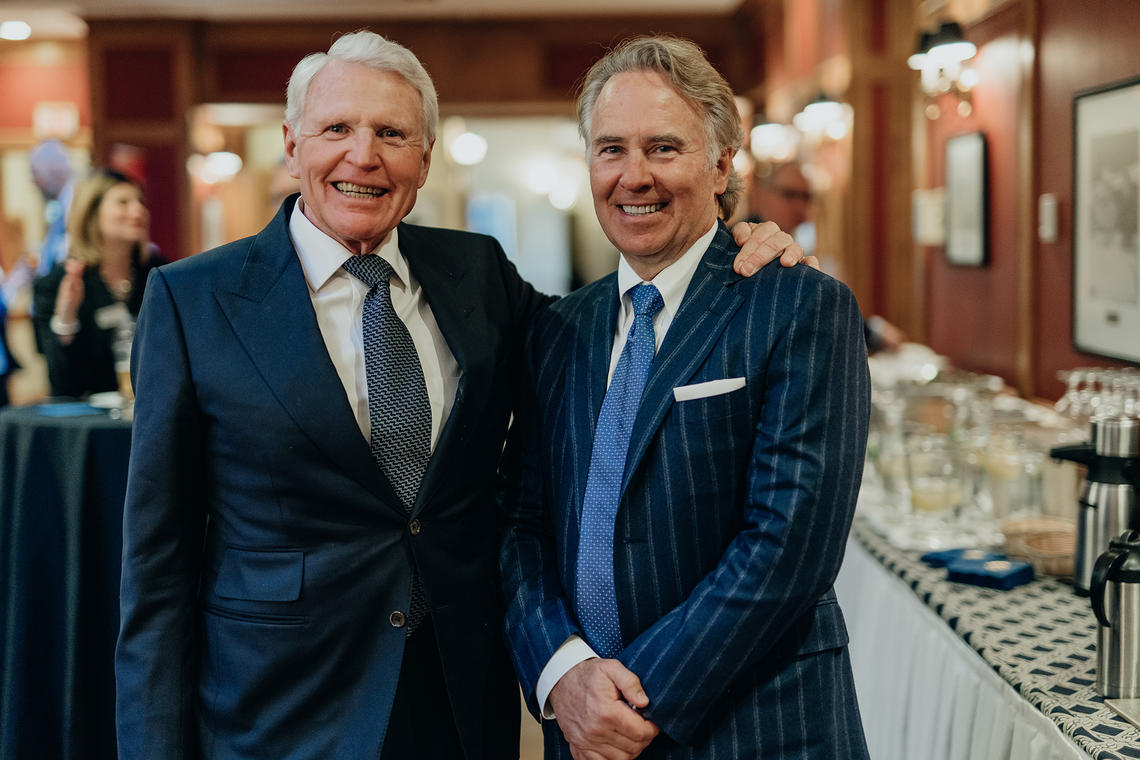 Rob Peters, left, and Ronald P. Mathison, whose gift of $20 million to the Haskayne Capital Expansion Project was announced in June 2018. When Haskayne’s second building, Mathison Hall, opens in 2022, a student gathering space will be named in recognition of Rob Peters. 