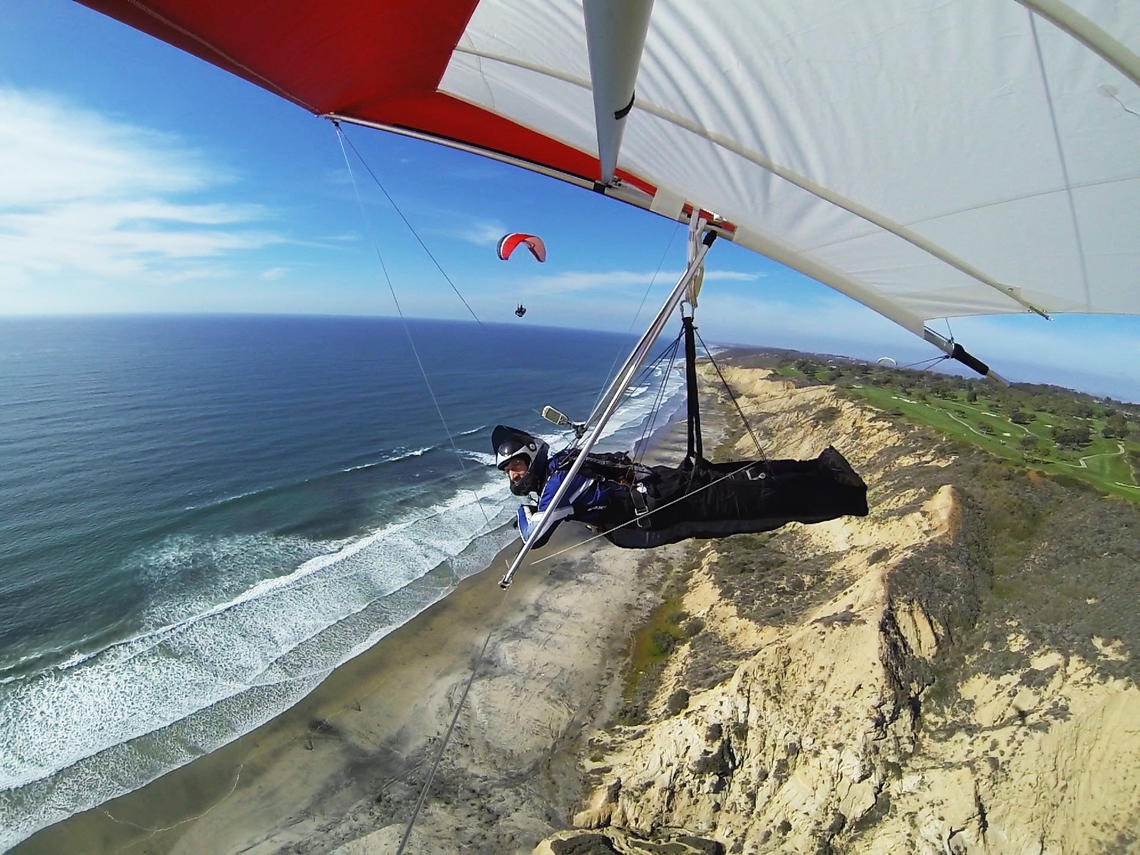John Janssen soaring on the California coast.