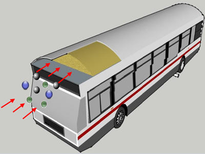 An illustration of how particulate matter from the air could be removed to reduce air pollution using the transit system. The idea, which University of Calgary students have submitted to this year's Biomimicry Student Design Challenge, was inspired by sea sponges.