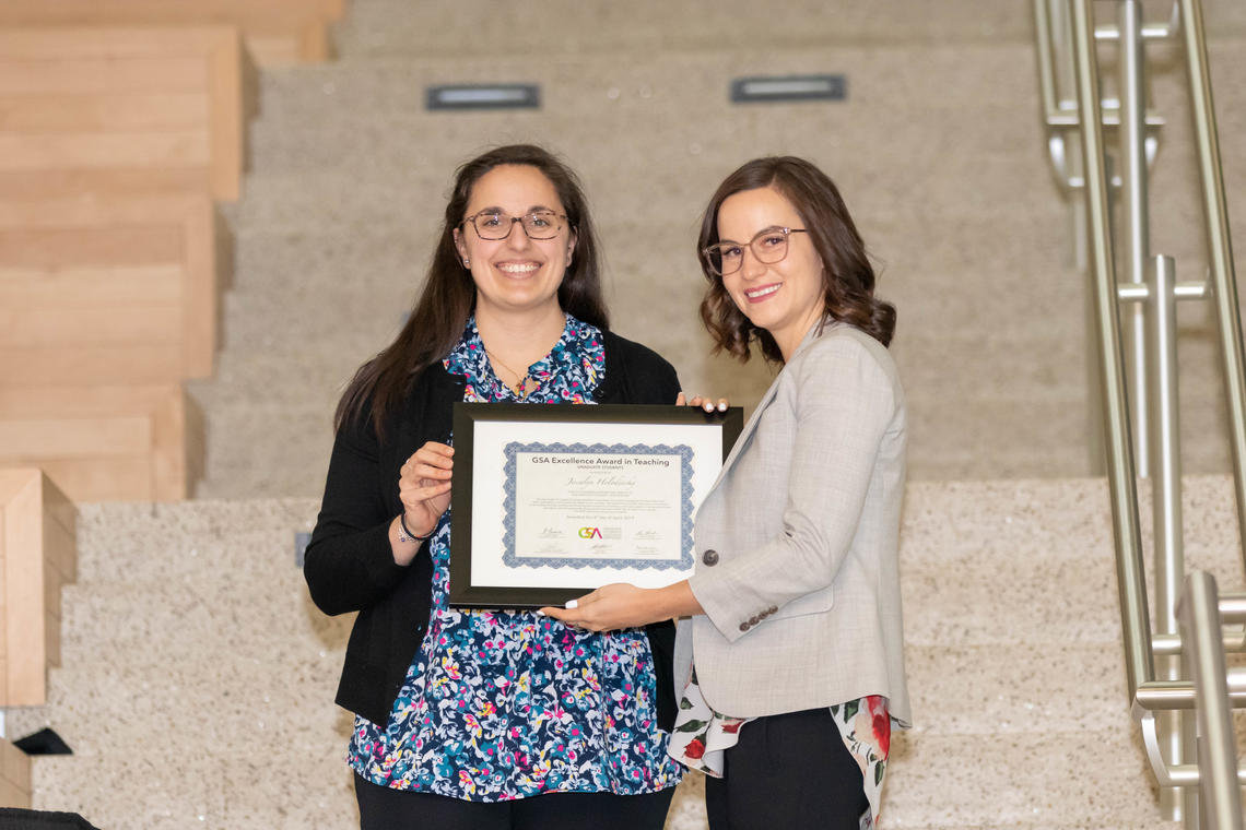 Elena Favaro and Jessalyn Holodinsky, recipient of the GSA Teaching Excellence Award – Graduate Students.