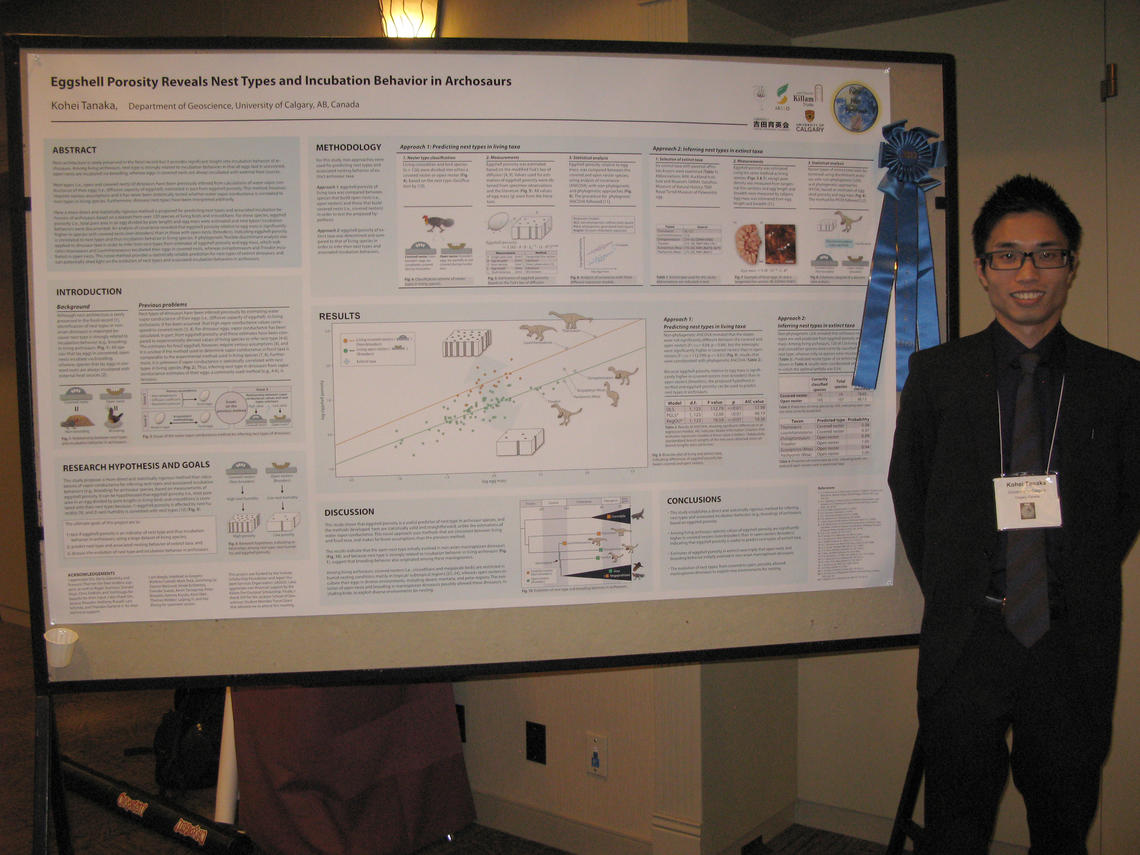 PhD student Kohei Tanaka was awarded the Colbert Student Poster Prize for his study that examined the eggs of more than 100 species of living birds and crocodiles — animals that represent the dinosaurs’ closest living relatives. 