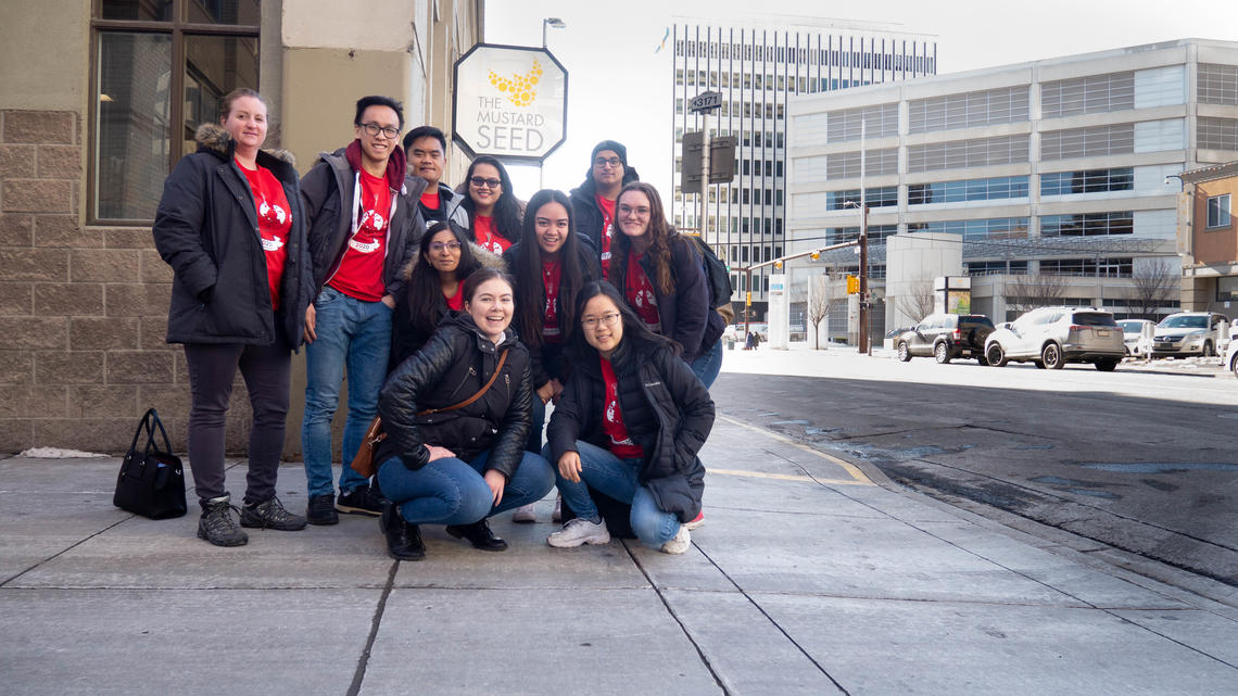 Students take part in ucalgarycares Homelessness at Home program.