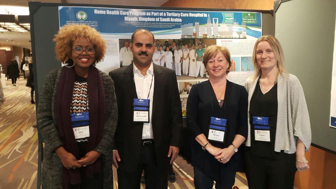 Woodley (second from right) with team from Saudi Arabia at the National Canadian Home Care Conference in Ottawa presenting on home care program at the King Faisal Specialty and Research Hospital.