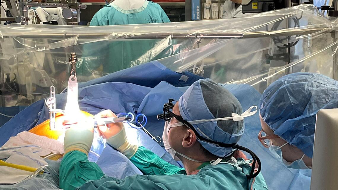 Daniel Holloway and Calgary’s newest cardiac surgeon, Holly Smith.