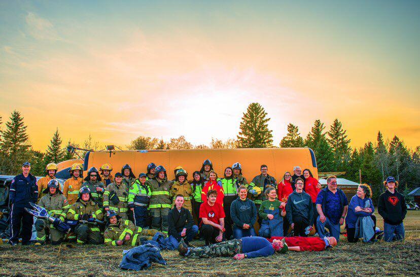 Holly with her volunteer firefighter crew