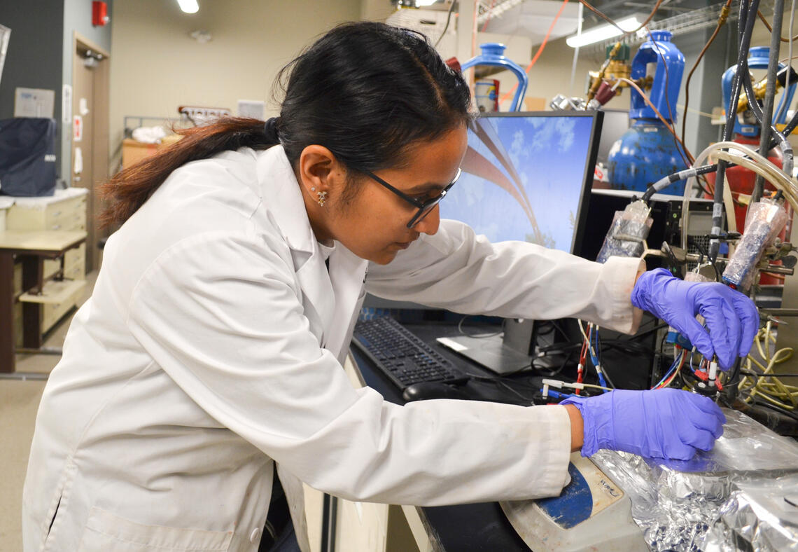 Arthi Gopalakrishnan inside the PEACH DAC research lab.