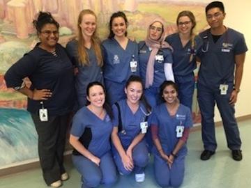 Polan with her Term 5 clinical group at RGH Unit 84 gynecology and plastics surgery and Unit 48 geriatric in-patient psychiatry. 
