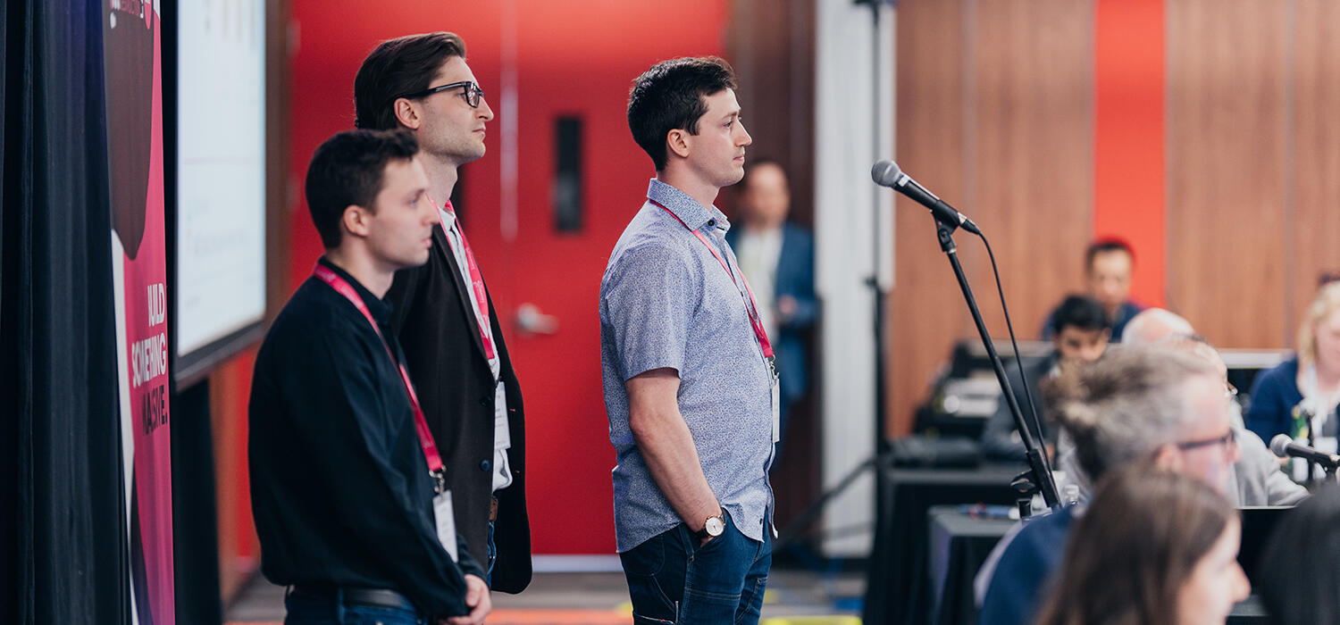 Ashton Ostrander (left), Sean Lacoursiere (centre) and Gavin Schneider (right) during CDL-Rockies Session 4