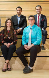 University of Calgary 2019 Vanier Canada Graduate Scholarship Winners, from left: Kimberley Manalili, Brandon Tyler Craig, James Bull, Adrianna Michele Giuffre, Sarthak Sinha, Keira Gunn, and Mohammadali Ahmadi. Not pictured: Chelsie Christie and Mason Stothart. Photo by Riley Brandt, University of Calgary