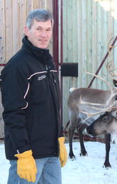 Dr. John Matyas and reindeer