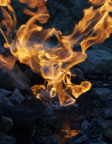 Methane-emitting spring in France