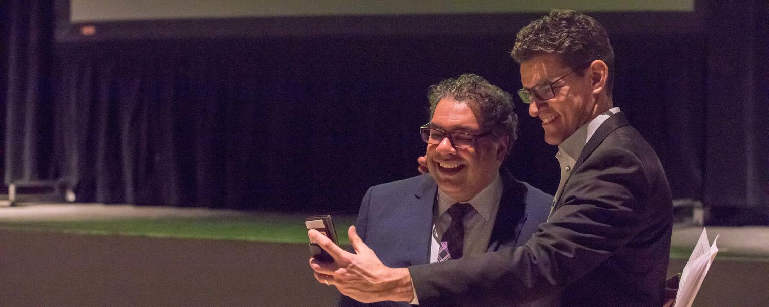 Mayor Naheed Nenshi and Dr. David Fortin (MArch '01) at the Indigenous Design Thinking Symposium 2018