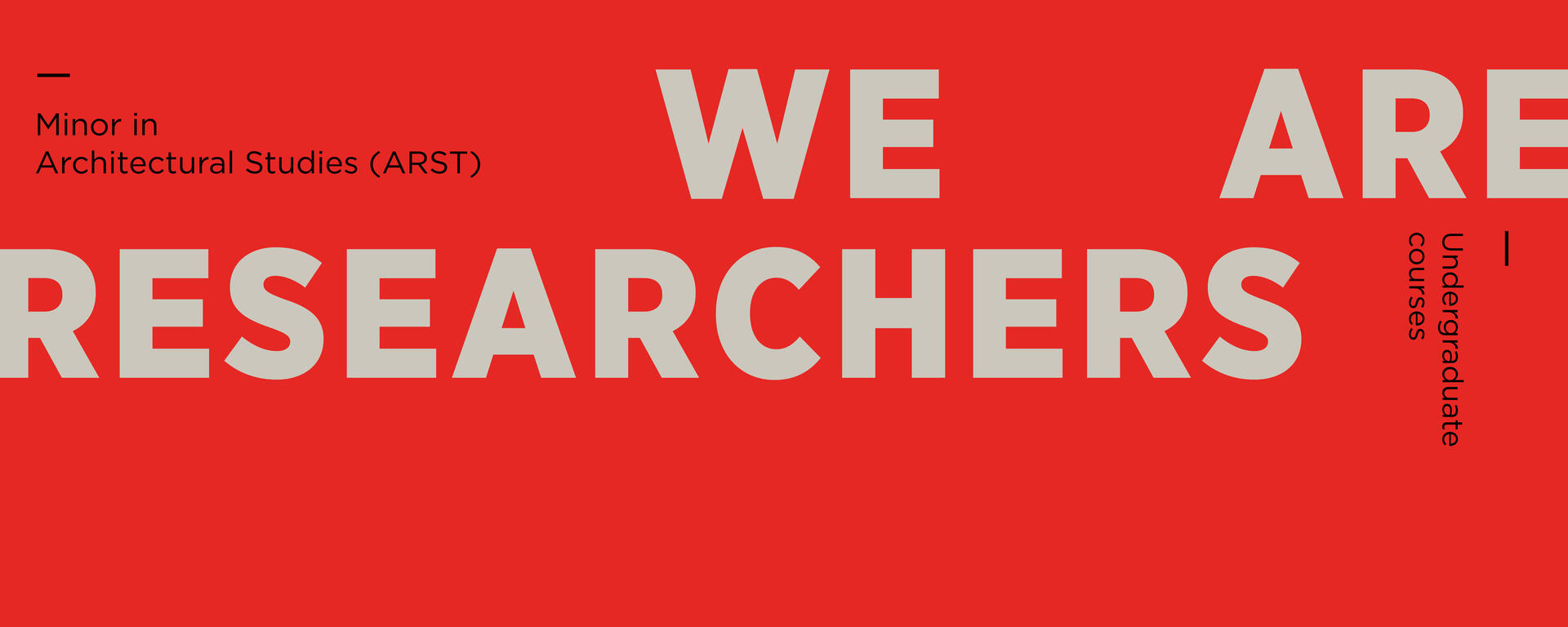 Red Banner with grey text in bold: We Are Researchers