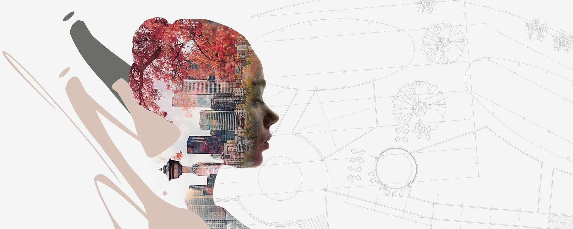 Artistic collage of a silhouette and the City of Calgary.