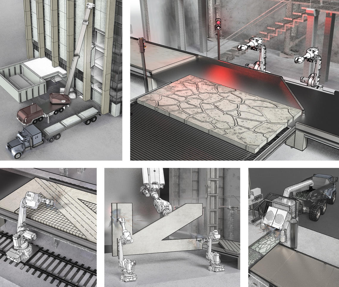 The proposed robotic panel processing facility.