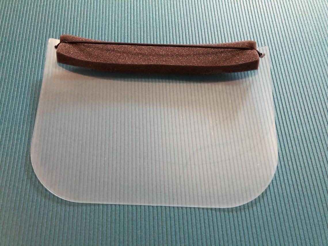 Face shield prototype laser cut with head rests, back