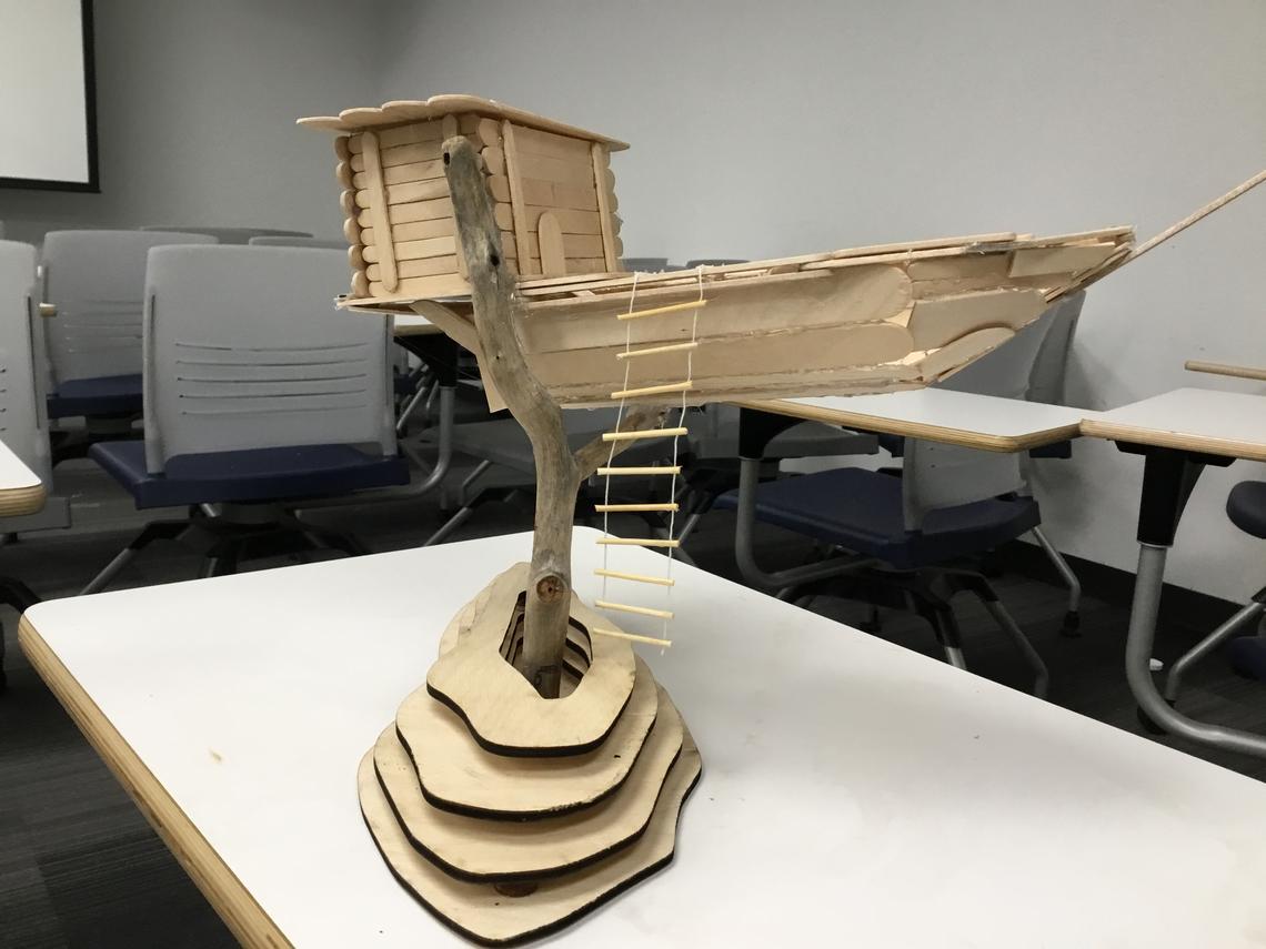 Bird house construction with laser cut base