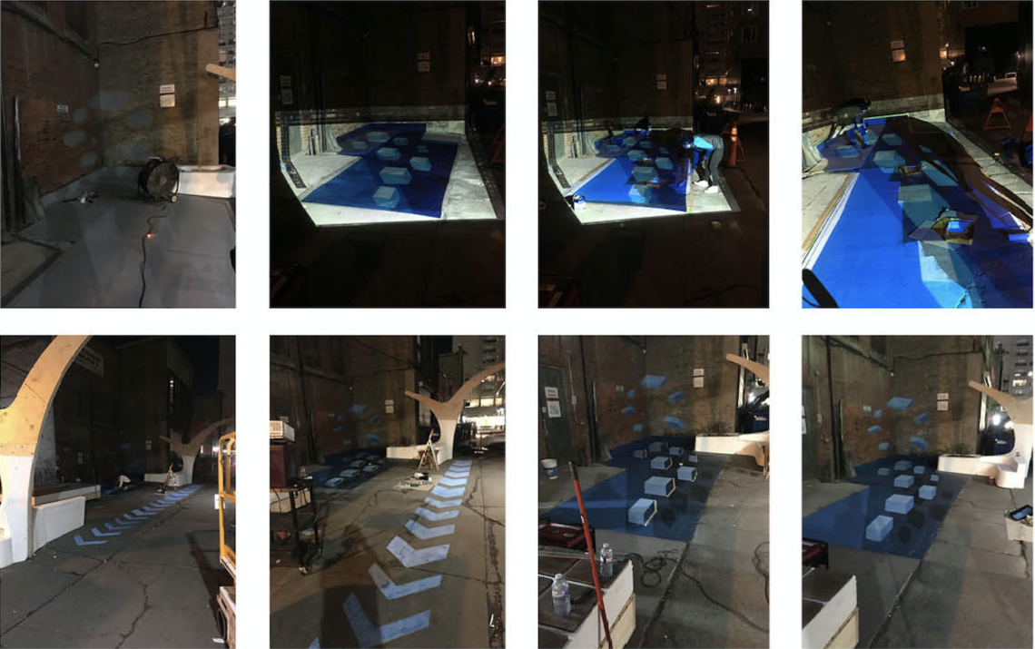 Green Alley Project, Corner Activation Mural, Anamorphic Painting Process