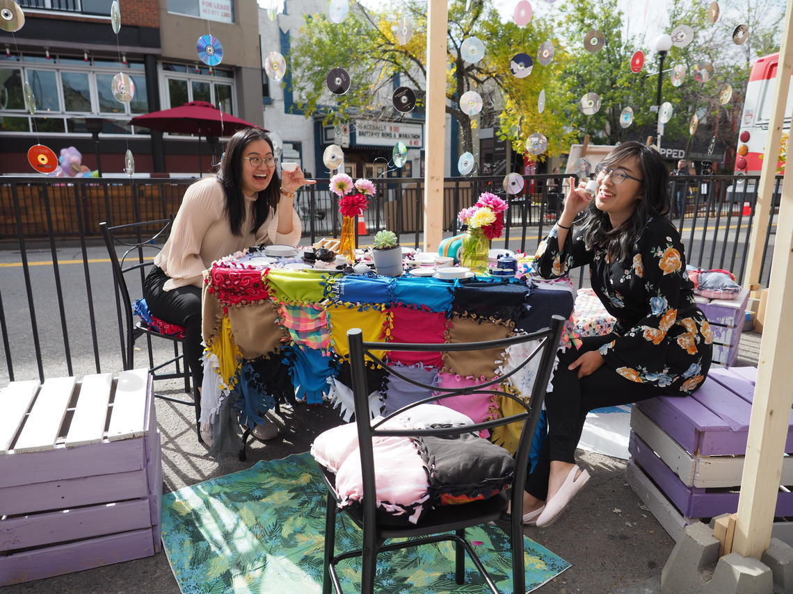 Karly Do and Connie Tran, both MLA'20, in “Alice in Dumpsterland”