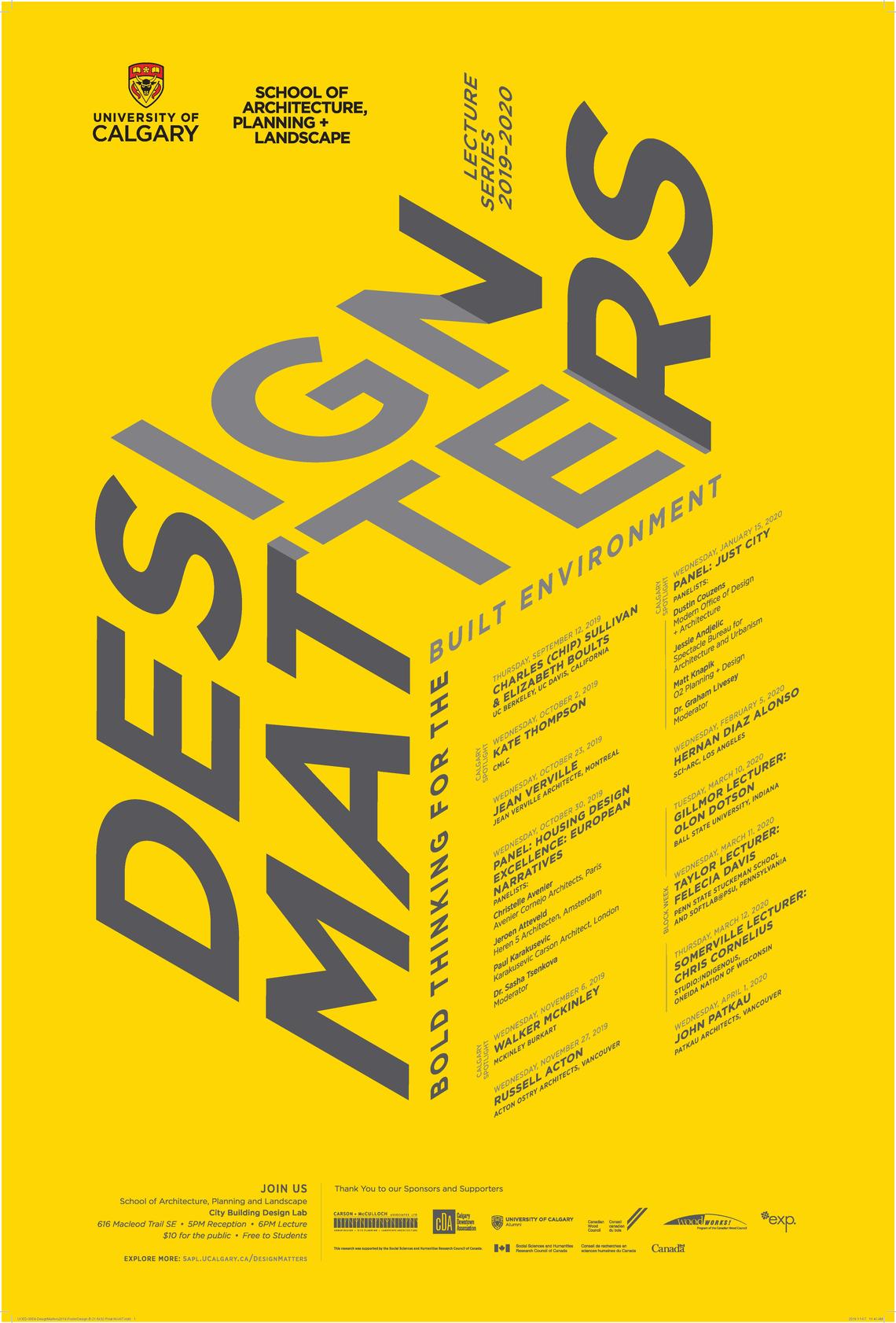 Design Matters Lectures Series 2019/20 Poster