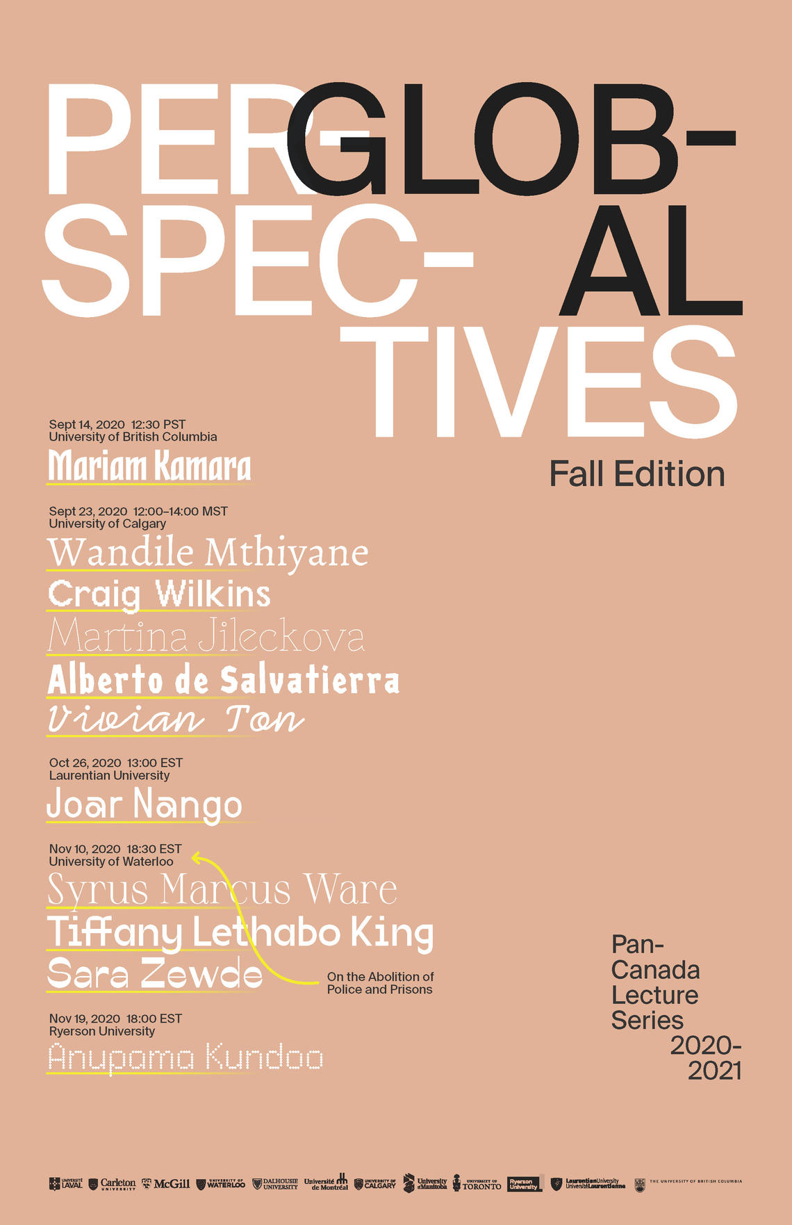 Pan-Canada lecture series, Fall 2020