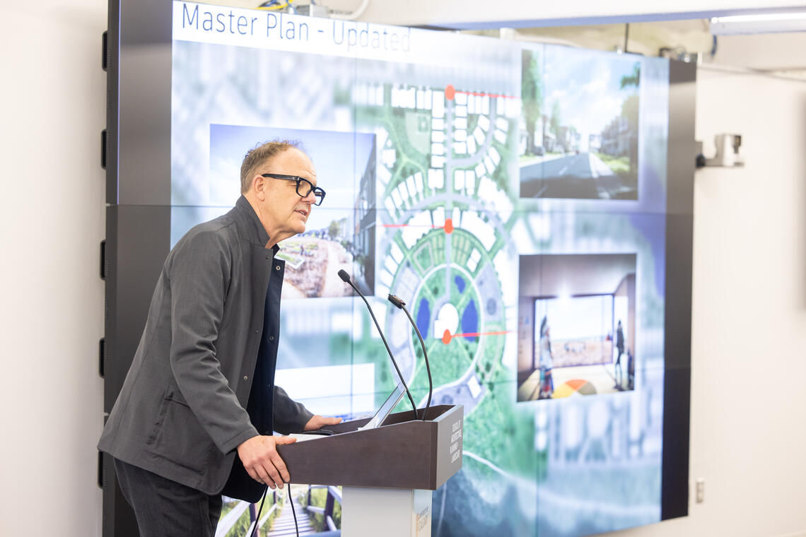 SAPL Dean John Brown giving a speech