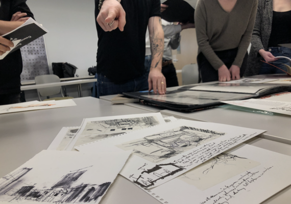 Students and their drawings